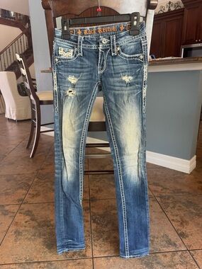 Rock Revival Women's Faded Distressed Blue Skinny Jeans